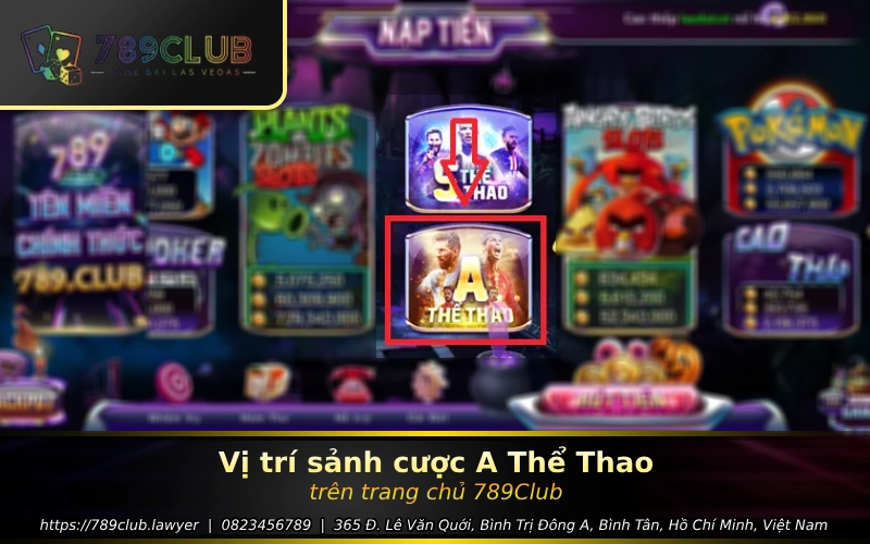 Vi tri sanh cuoc A The Thao tren trang chu nha cai 789Club